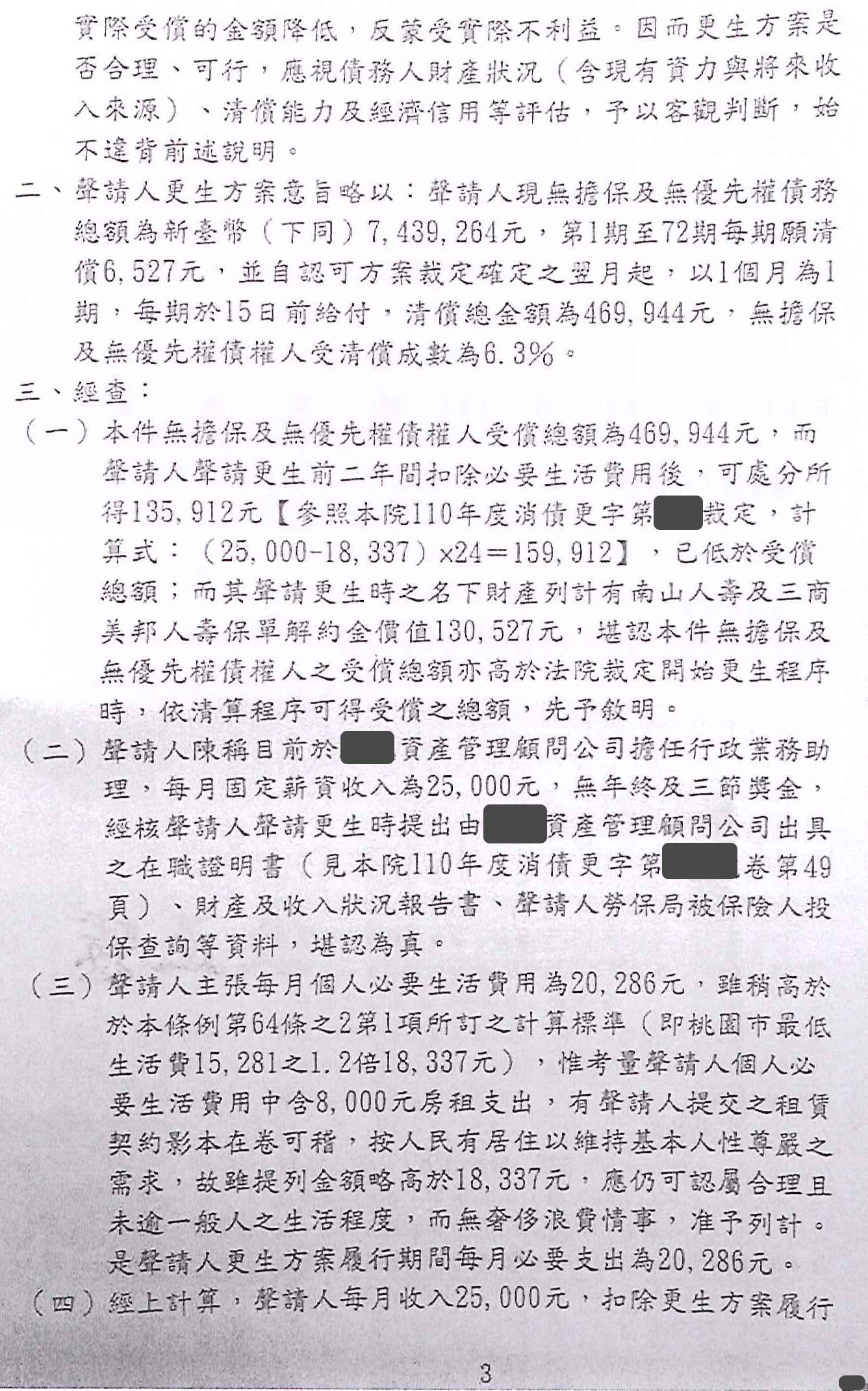 更生條件|法院更生|債務更生|桃園地院債務更生成功核准,總債務約740萬,僅償還約46萬